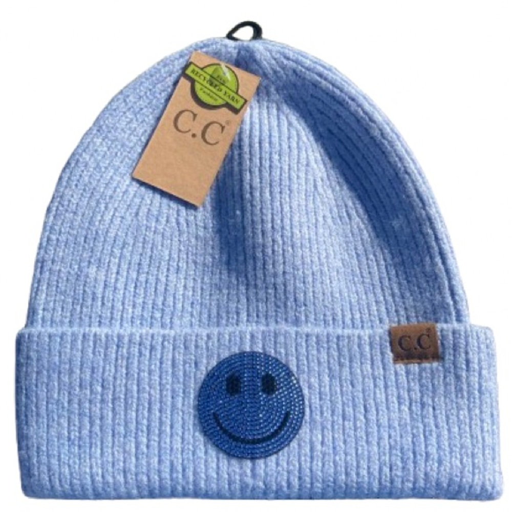 C.C. Beanie NWT Rhinestone Smiley Face Cuff C.C. Beanie Sky Blue One Size